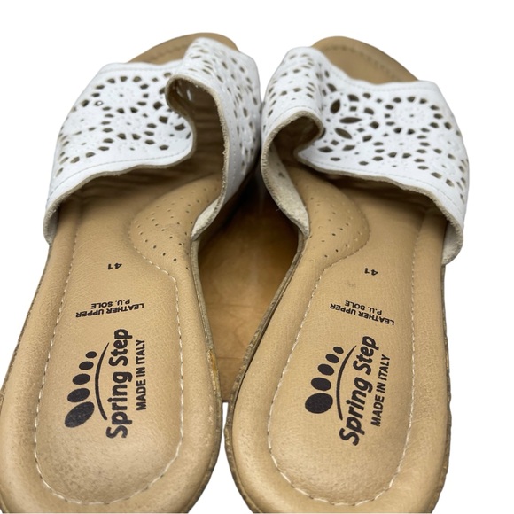 Womens Spring Step Slide Wedge Sandals Shoes Size 41 EU 9.5 - 10 US White Italy - Picture 5 of 10